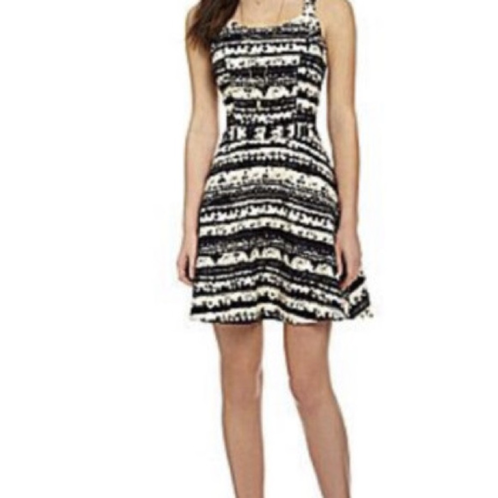 Jessica Simpson Black and White Patterned Mini Dress